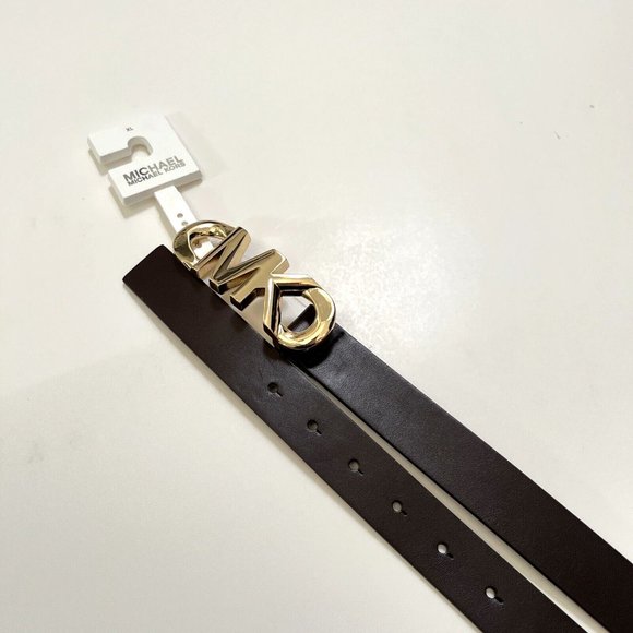NWT Original MICHAEL KORS Signature Buckle Belt X-Large Leather Chocolate Brown main image 6